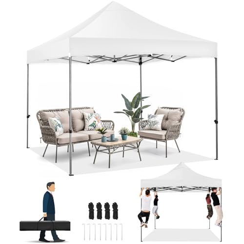 Image of COBIZI 10x15 Heavy Duty Pop Up Canopy Tent with 4 Sidewalls, Cream