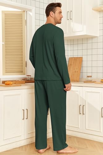 Image of JiniGolla Mens Pajamas Set Soft Short Sleeve Top and Pant Loungewear Sets 2 Piece Pjs with Pockets