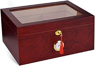 TYX-SS Cigar Humidor, 100 Cigars, Brown, with Hygrometer and Humidifier Wooden Cigar Box