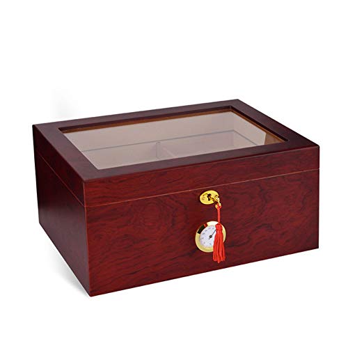 TYX-SS Cigar Humidor, 100 Cigars, Brown, with Hygrometer and Humidifier Wooden Cigar Box