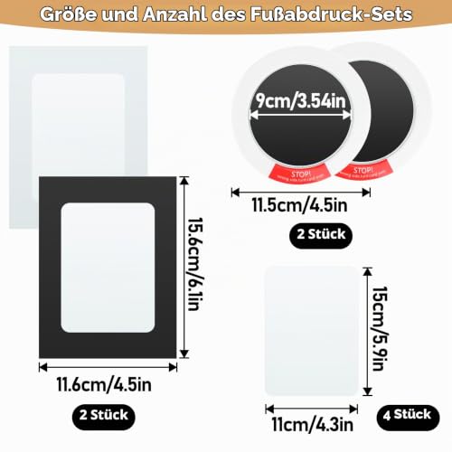 8 Stück Baby Handabdruck und Fußabdruck Set, Pfotenabdruck Set Hund und Katze mit Fotorahmen, Babyhaut kommt nicht mit Farbe in Berührung für Baby Shower Familie Geschenk