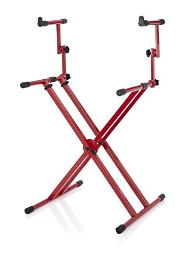 Gator Frameworks Deluxe Two Tier X Frame Keyboard Stand; Bright Red Finish (GFW-KEY-5100XRED) - //coolthings.us