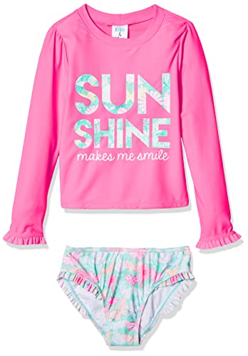 Image of KIKO & MAX Girls Swim Suit Set with Long Sleeve Rashguard Swim Shirt