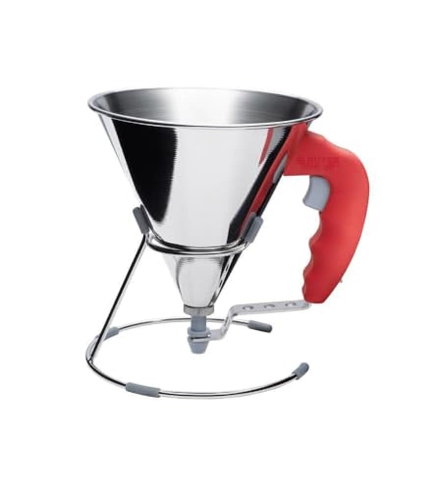 De Buyer 3353.40 Kwik Mini Piston Funnel 0.8 Litres - Stainless Steel Red