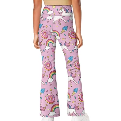 Image of Girls Leggings Floral Print High-Waisted Flared Pants 5-14 Years