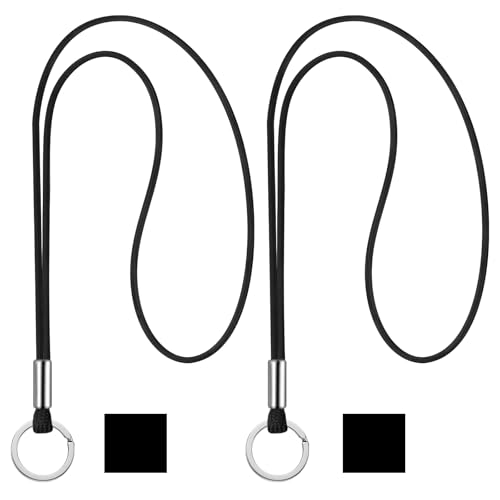 Nezyo 2 Stück Schlüsselband Lang Lanyard Schlüsselanhänger Umhängeband Lanyard Schlüsselband Schlüsselkette Band mit Ring für Schlüssel Ausweis Handy Kamera Lanyard(Schwarz)