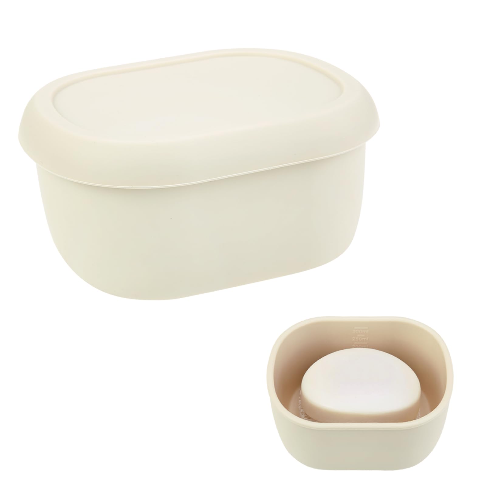 Travel Soap Case, Silicone Soap Container, Shampoo Bar Holder with Draining Layer, Slip-Resistant Portable Bar Soap Holder for Travel (Off White)