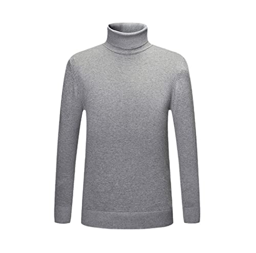 Pull chaud à col roulé pour homme YIOLEAMP en pur coton gris clair tailleur XL
