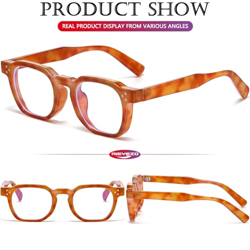 Image of AIEYEZO Retro Blue Light Glasses for Men Women Square Thick Framed Eyeglasses Trendy Vintage Computer Glasses