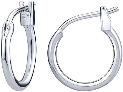 AoedeJ 925 Sterling Silver Hoop Earrings, High Polished Round Tiny Click-Top Hoop Earrings, Small Clasp Hoop Piercing Earrings (Inner Diameter-10mm 3/8'')