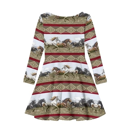 Long Sleeve Dress for Girls Kids Swing Twirly Skater Dresses 2-14 Years Old2