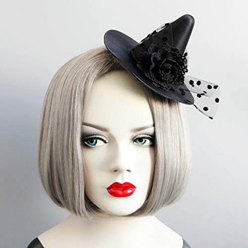 Lurrose Halloween Witch Hat Clip Black Top Hat Headband Halloween Gothic Cosplay Hair Barrette for Performance Party Props - Image 3