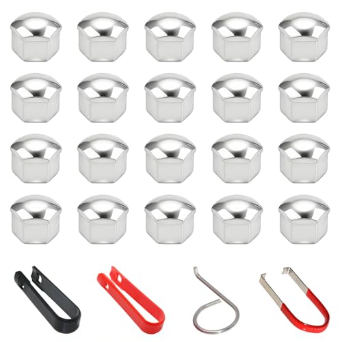 Xynovate 17mm Capuchon d'écrou de Roue, Haute Qualité Boulon Ecrou Couvre, Cache-écrous de Pneu Hexagonaux avec Ensemble d'outils de Démontage pour...