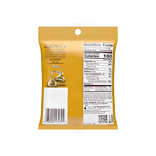 HERSHEY'S Kisses Chocolate Candy with Almonds, 5.3 Ounce (Pack of 12)