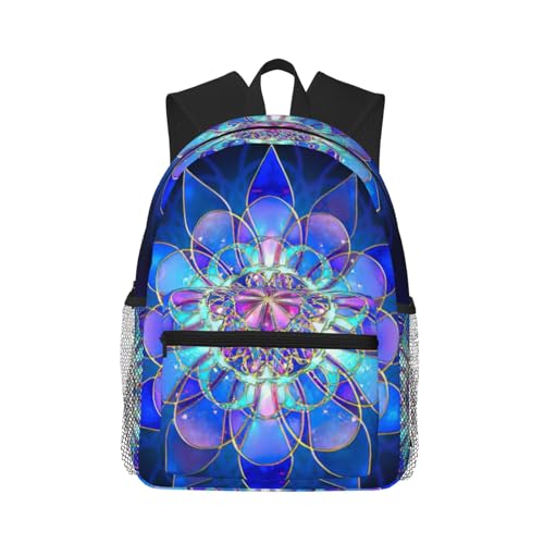 Sac à dos voyage lotus noir pour ordinateur portable avec imprimé bohème classique