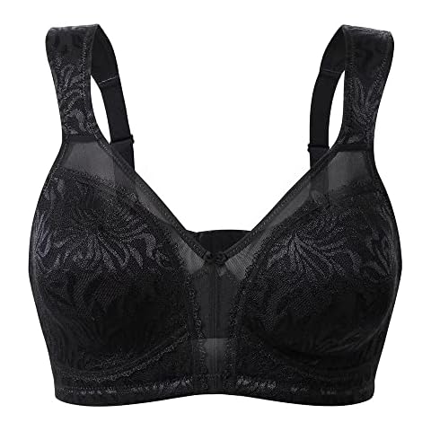 Ayigedu Women's Plus Size Minimizer Bra Full Coverage Non Wired Non Padded Comfort Everyday Bra 52-E Black Cover