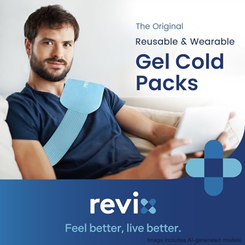 Image of REVIX Cold Packs for Injuries, 2 Gel Packs, Soft and Flexible Hot & Cold Compress Large Ice Pack Wraps for Back, Knee, Leg and Ankle, Enhancing Comfort and Soothing Fatigue, 12 inch x 6 inch