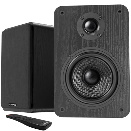 LONPOO LP-42A Altoparlanti da scaffale Attivo 60W RMS, con woofer da 4', 1' Tweeter, Bluetooth 5.3,...