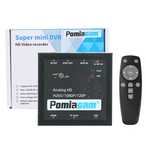 Mini 1CH DVR Video Recorder HDMI Output 1080P HD DVR Real-time Preview DMA122 DVR with Infrared Remote Control Receiver for AHD TVI H.265 Cameras Audio and Video Record