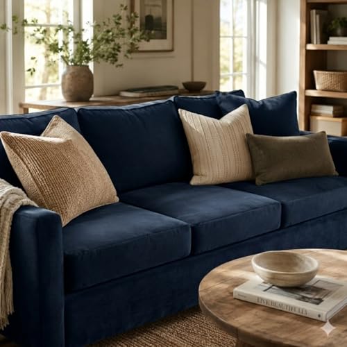 Image of Namdev Art's Velvet Sofa Cushion for Sofa with Zip Cover (21X22X5 Inch) Multipurpose Cushion with Covers Seat Cushion Covers Density:- 32 Foam Cushion for Chair