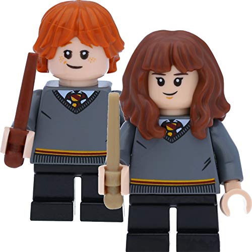 LEGO Harry Potter Minifigur Hermine Granger (Kind) und Ron Weasley (Kind) mit Zauberstäben