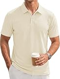 Tacvasen Knit Polo Shirts Casual Golf Shirts For Men Button Textured Summer Vacation Old Money Clothes Beige White