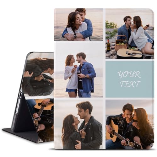 Custom Multi Picture Case for iPad 10th Generation 2022 10.9 Inch Personalized Collage Photo Shockproof PU Leather Adjustable Folio Stand Smart Auto Wake Sleep Protective Case with Soft TPU Back
