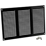 Steinberg14 Black 300x200mm Metal Air Vent Cover with Insect Mesh - 12x8 inch Ventilation Grille - Air Vent Register for Walls and Ceilings - Ventilation Cover for Outdoor and Indoor