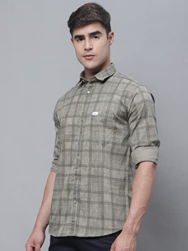 Image of Majestic Man Cotton Checkered Slim Fit Casual Shirt For Men