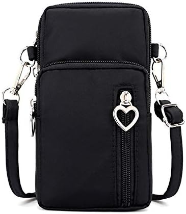 Womens Crossbody Phone Bag Purse Oxford Shoulder Pouch Wristlet Wallet w Card Pocket for iPhone Xs Max 8 7 6 Plus Galaxy Note 9 Note 8 J8 J4+ S10 S9 Sony Xperia XA2 XZ3 XZ2 LG Stylo 4(Black)