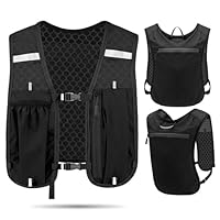Laufweste Damen Herren, Ultraleichter Laufrucksack, Atmungsaktiver Trinkrucksack für Laufen, Radfahren, Wandern (Schwarz)