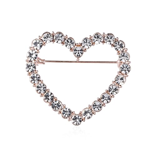 Image of Love Heart Pearl Hollow Out Brooch for Women Elegant Crystal Rhinestone Love Heart Brooches Pin Wedding Party Clothes Accessories Valentines Birthday Jewelry Gifts
