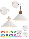 Battery Operated Wall Sconce, Wireless Wall Lights Set of 2, 13 RGB Colors Dimmable Battery Powered