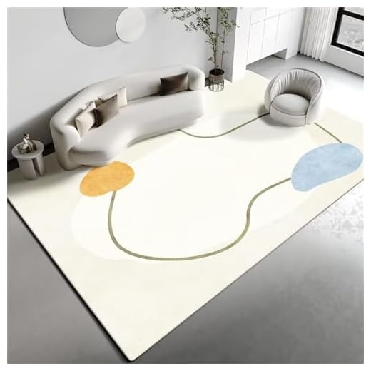 Kunsen hogar y Cocina habitacion Bebe Alfombra Blanca Rectangular para Sala de Estar, Alfombra de Pelo bajo para Dormitorio, Antideslizante Dormitorio Infantil 140X200CM 4ft 7.1" X6ft 6.7"