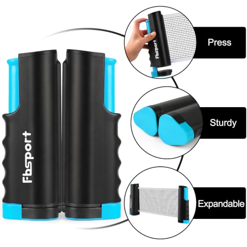 Image of FBSPORT Ping Pong Paddle Set, Portable Table Tennis Set with Retractable Net,Rackets,Balls and Carry Bag for Indoor /Outdoor Games