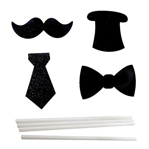 Honbay 24Pcs Black Bowtie Mustache Hat Neckcloth Cupcake Toppers Cake Toppers Decoration For Birthday Party Or Baby Shower #TOP3