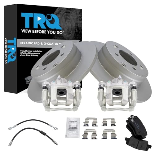 Image of TRQ Rear Brake Pad and Rotor Set Ceramic Coated Calipers Hoses Compatible with 2014 Kia Optima