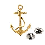 Anchor Pin, Gold Plated, AG1026, 1.5 Inches, 100% Handmade in the USA, Boating, Sailing, Navy, Realistic, Metal, Lapel, Hat, Brooch, Gift, Jewlery, Over 3100 Unique Designs