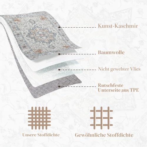 CHOSHOME Waschbarer Kurzflor Teppich Wohnzimmer - 160x230CM Taupe-braun – Ansicht 3