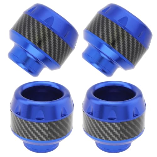 Image of 4Pcs Motorcycle Fork Frame Sliders, Aluminum Crash Protectors Decor | Fits 10-14.5 mm axles. Sacrificial impact protection for fork /frame /exhaust. Stylish carbon fiber decal. For sooter (Blue)