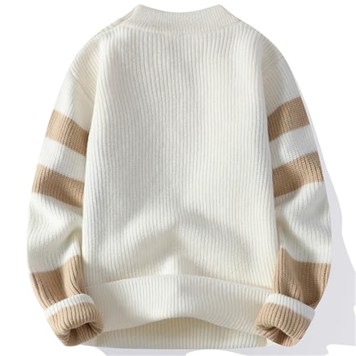 Men Korean Style Warm Sweaters Casual Splicing Color Geometric Patterns Men's Pullovers3