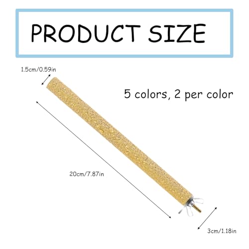 Image of 10 PCS Parrot Perch Stand Bird Perch Stand Toy Colorful Paw Grinding Stick Cage Wooden Parakeet Perch Accessories for Cockatiels (7.87in /0.59in)