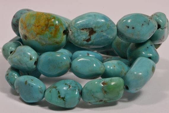 Turquoise du Nevada perles nuggets progressives 16 pouces pour la création de bijoux artisanaux