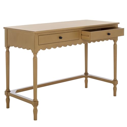 SAFAVIEH Furniture - Haven 2-Drawer Writing Desk - Desert Brown - Solid Wood - Classic Storage Design - Ideal for Home Office, Den, Living Room, 42.1' W x 18.9' D x 29.5' H (DSK5715C)