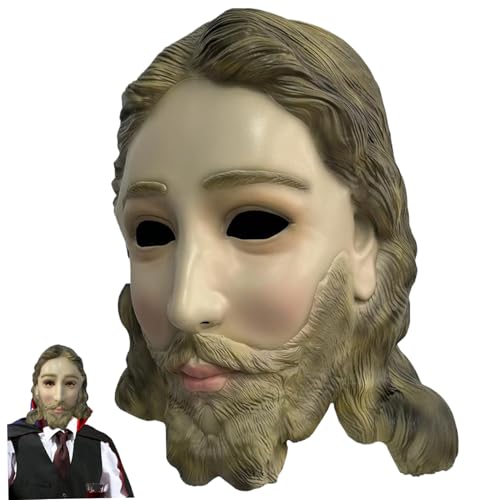 Masque Jésus de latex réaliste avec barbe et cheveux pour déguisement et jeu de rôle