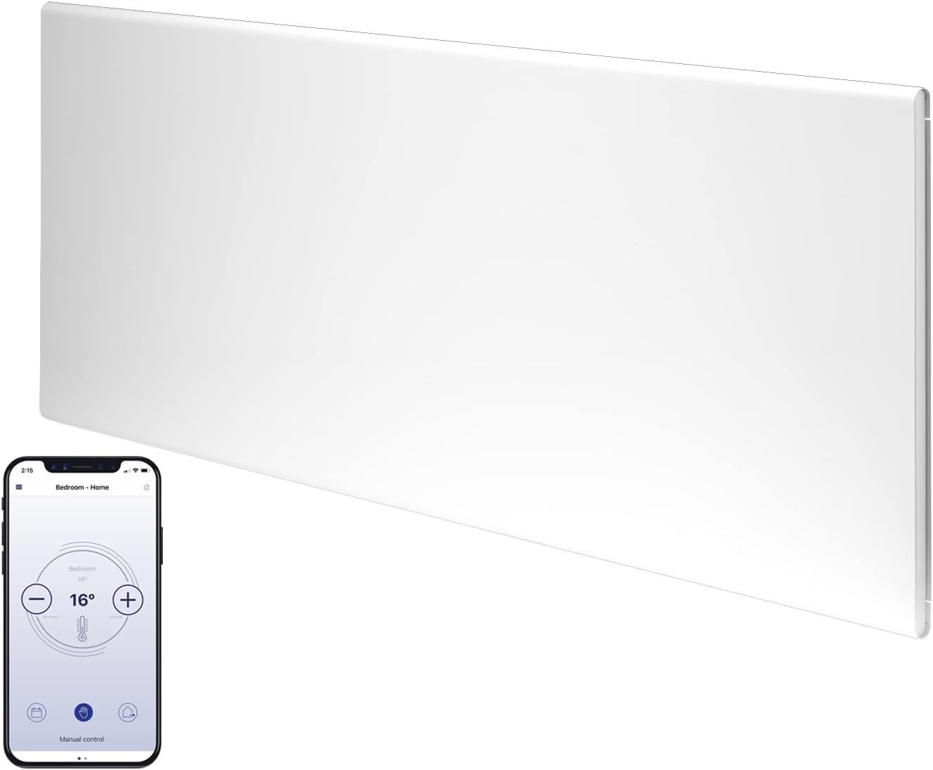 Neo Smart Wifi Electric Panel Heater/Convector Radiator With Timer. Smartphone Control, Splash Proof, Economic, Modern, Designer, White, 600w Compact (420 x 430 mm)