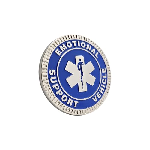 Image of Emotional Support Vehicle Metal Emblem - 3D Car Badge Decal for Vehicles, Trucks, SUVs, RVs Alloy Auto Accessory (Blue)