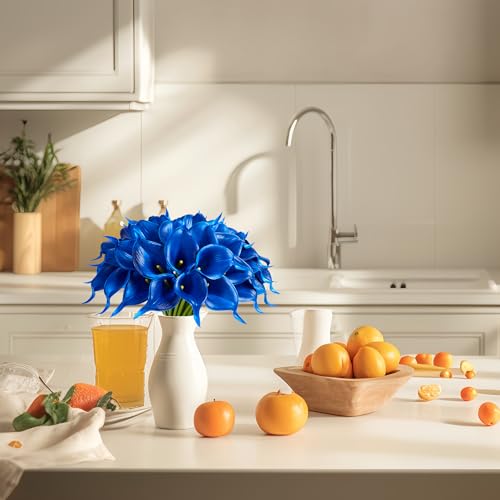 Image of SITUMEIZI 24 Pcs Fake Blue Flowers Artificial Calla Lily