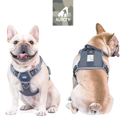 Image of Auroth Tactical Dog Harness for Small Medium Dogs No Pull Adjustable Pet Harness Reflective K9 Working Training Easy Control Pet Vest Military Service Dog Harnesses Grey S