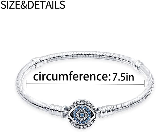MICOO 925 Sterling Silver Snake Chain Butterfly Charms Bracelet, Evil Eye Bracelet with 5A Cubic Zirconia Bracelets for Women Birthday Gifts - Image 4